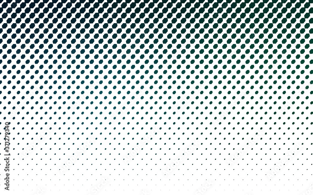 Dark Blue, Green vector modern geometrical circle abstract background. Dotted texture template. Geometric pattern in halftone style with gradient.