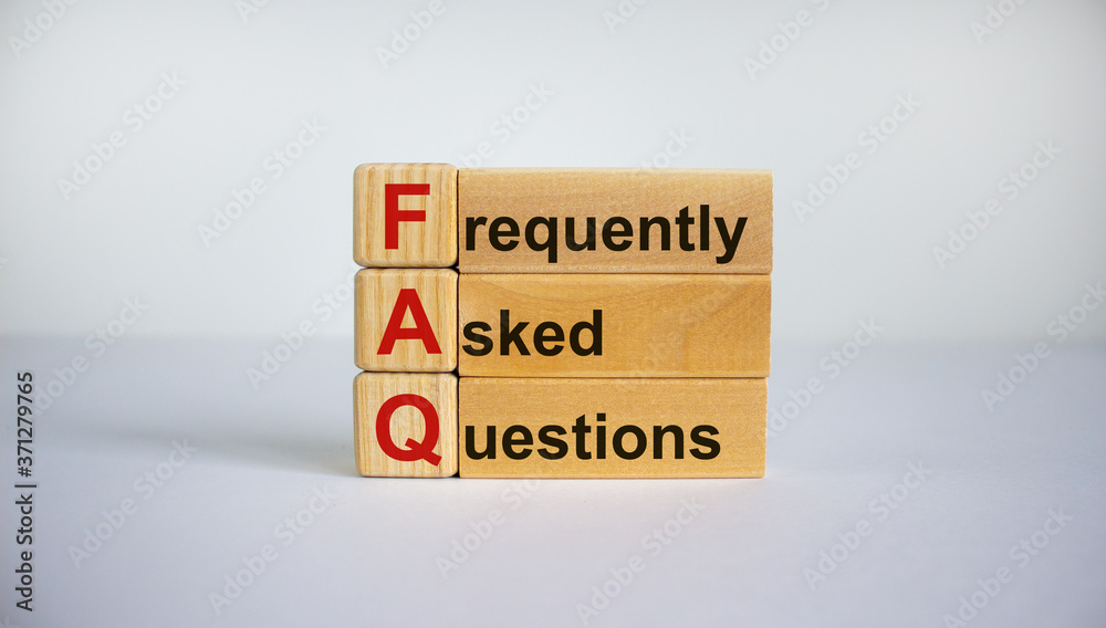Concept words 'FAQ, frequently asked questions' on cubes and blocks on a beautiful white background. Business concept. Copy space. Concept words 'FAQ, frequently asked questions' on cubes and blocks on a beautiful white background. Business concept. Copy space.