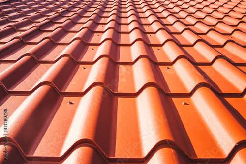 Red tiled roof - background texture
