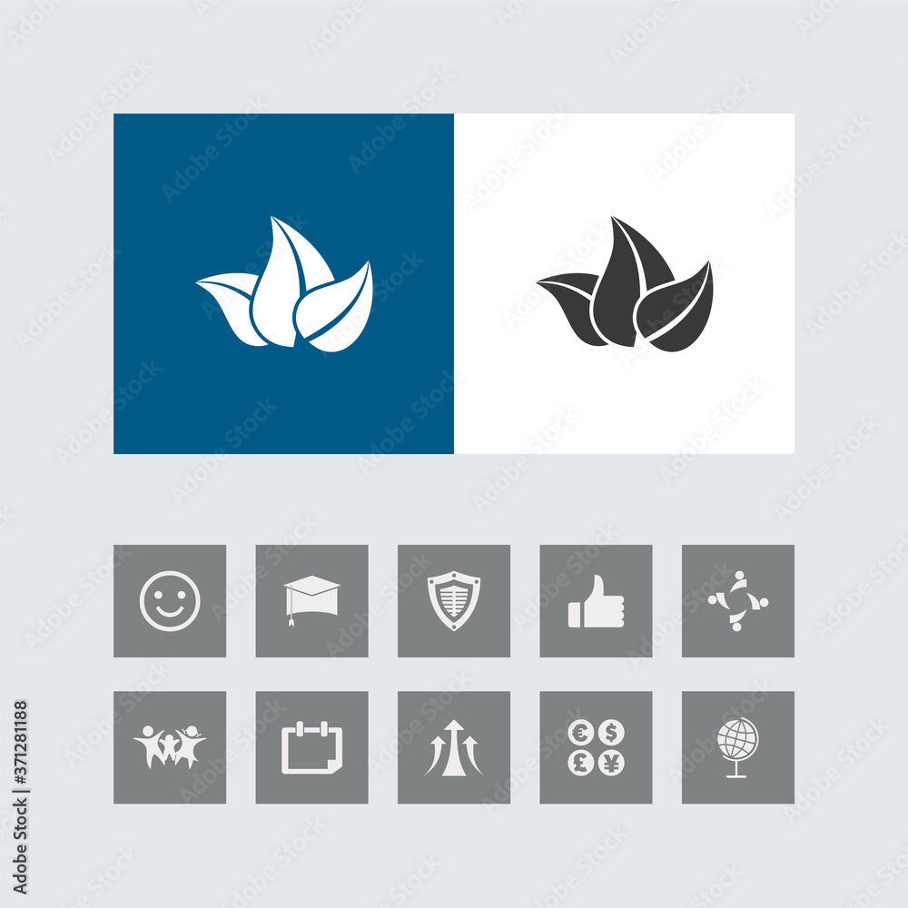 Creative Leaf or Ecology Icon with Bonus Icons.