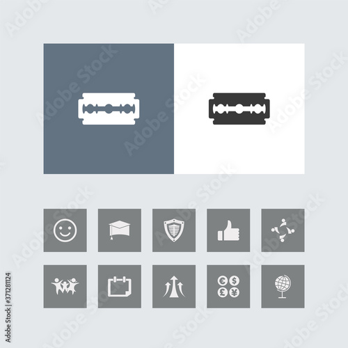 Creative Razor Blade Icon with Bonus Icons.