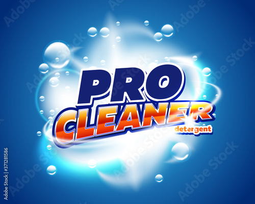 Laundry detergent product packaging design. Liquid soap powder or fabrick softener vector packaging template. Antibacterial detergent design