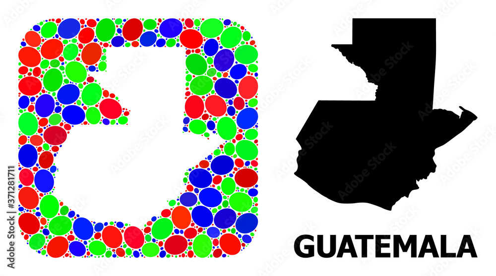 Mosaic Stencil and Solid Map of Guatemala