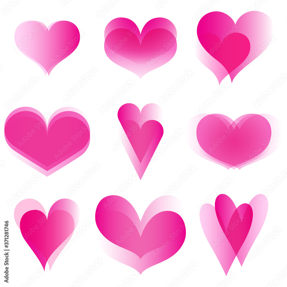 vector set of pink hearts