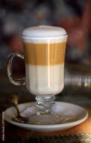 Photo macro of delicious latte coffee