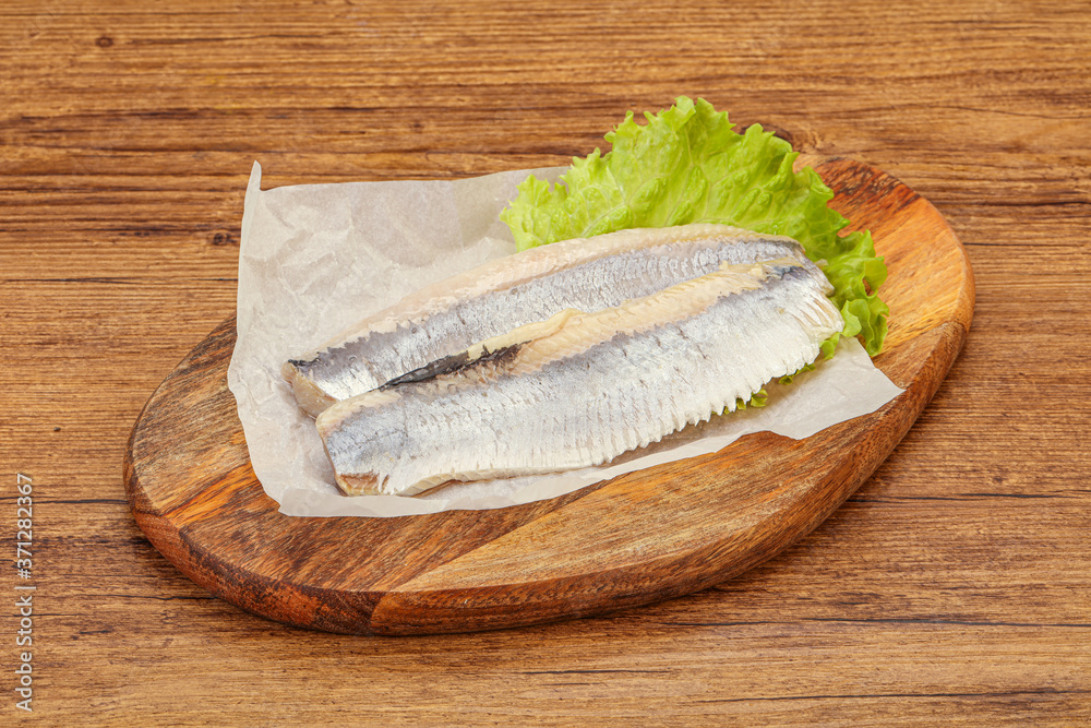 Herring fillet with salad leaves Herring fillet with salad leaves