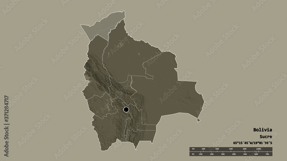 Location of Pando, department of Bolivia,. Administrative