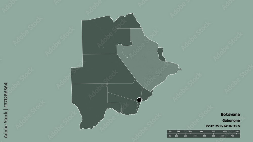 Location of Central, district of Botswana,. Administrative