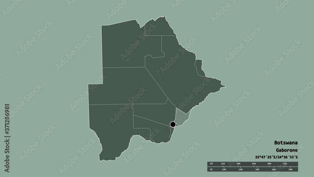 Location of Kgatleng, district of Botswana,. Administrative