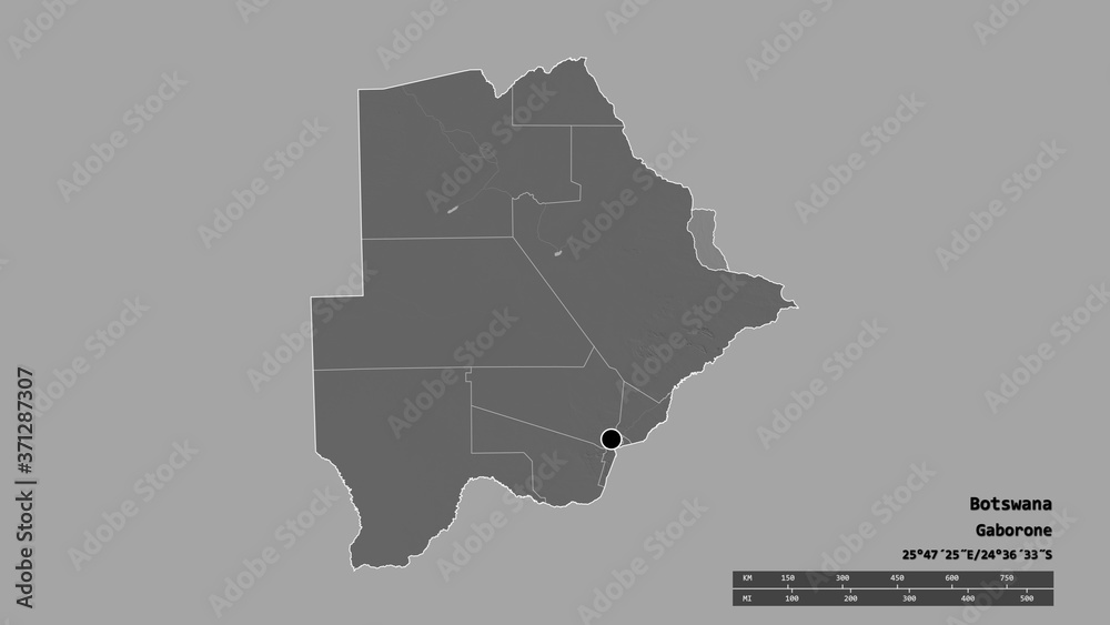 Location of North-East, district of Botswana,. Bilevel