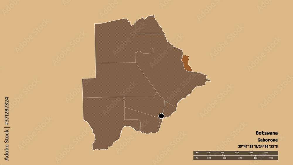 Location of North-East, district of Botswana,. Pattern