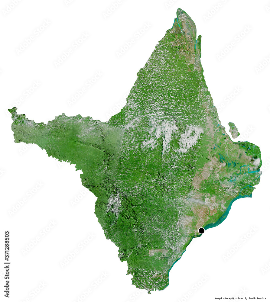 Amapá, state of Brazil, on white. Satellite Amapá, state of Brazil, on white. Satellite