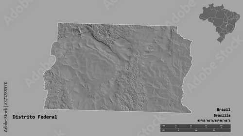 Distrito Federal, federal district of Brazil, zoomed. Bilevel