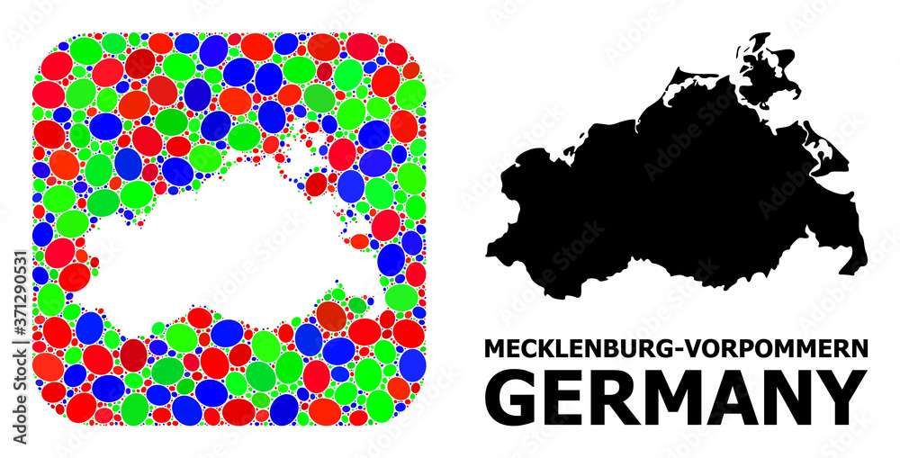 Mosaic Stencil and Solid Map of Mecklenburg-Vorpommern State
