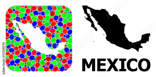 Mosaic Stencil and Solid Map of Mexico
