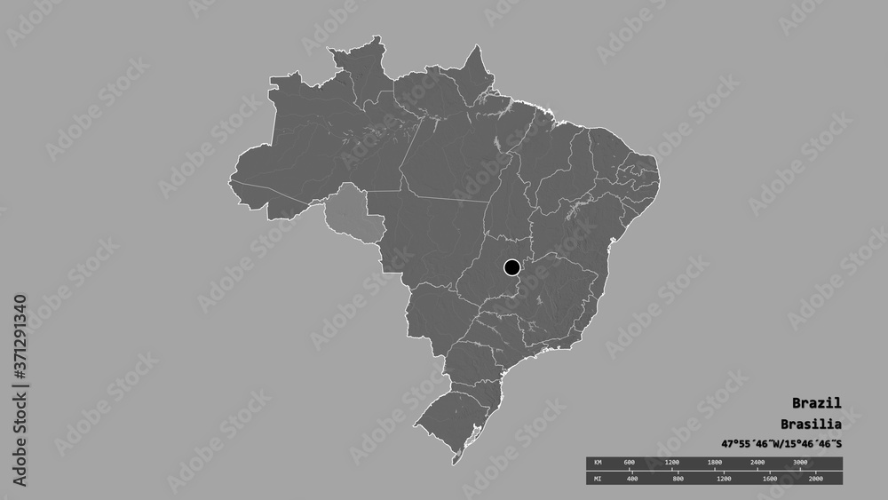 Location of Rondônia, state of Brazil,. Bilevel