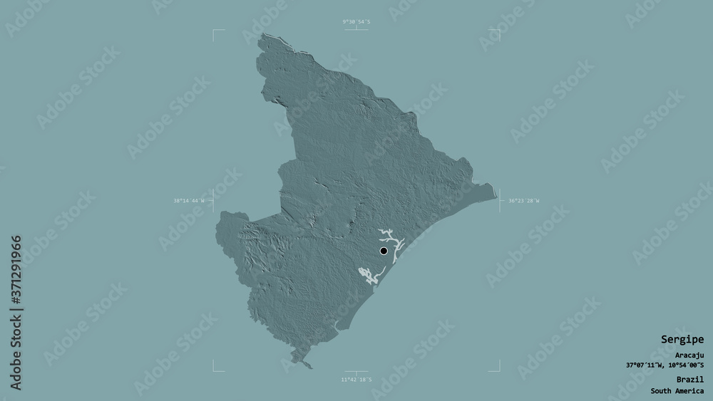 Sergipe - Brazil. Bounding box. Administrative