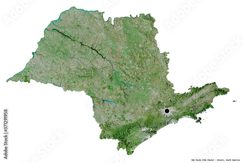 São Paulo, state of Brazil, on white. Satellite