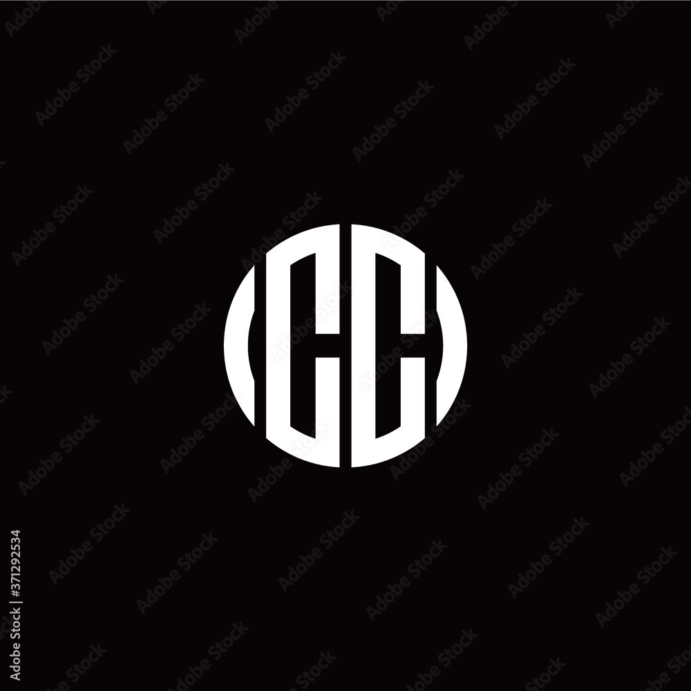 initial C C letter with circle style logo template vector