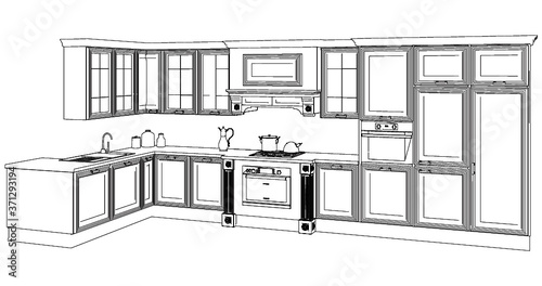 Kitchen Vector. Illustration Isolated On White Background. A Vector Illustration Of Kitchen Background.