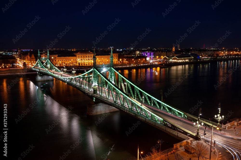 Liberty Bridge in Budapest at night with Long Exposure
