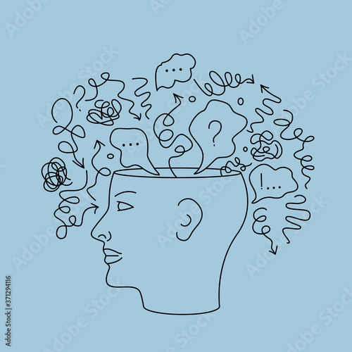 A lot of thoughts and chaos from mental disorder in the head.