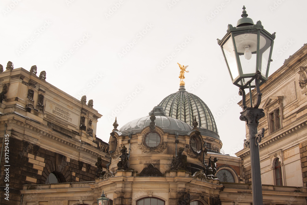 street lamp in Dresden Germany during winter time