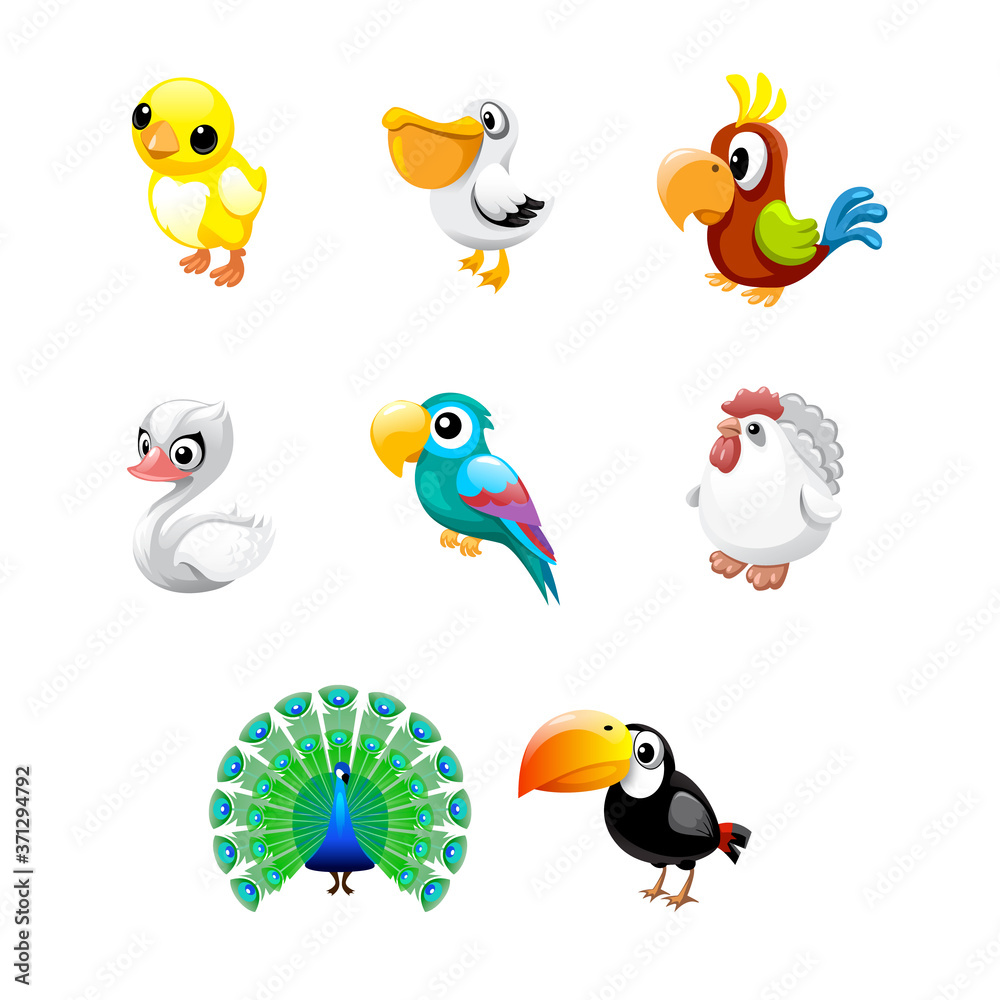 set of сute friendly toys of different animals set of сute friendly toys of different animals