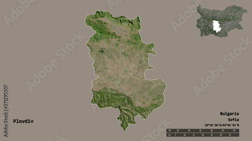 Plovdiv, province of Bulgaria, zoomed. Satellite