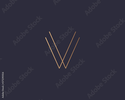 Letter V logo monogram, minimal style identity initial logo mark. Golden gradient parallel lines vector emblem logotype for business cards initials invitations ect.