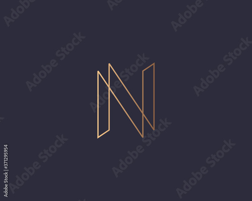 Abstract gradient linear monogram letter N logo icon design modern minimal style illustration. Premium alphabet vector line emblem sign symbol mark logotype photo