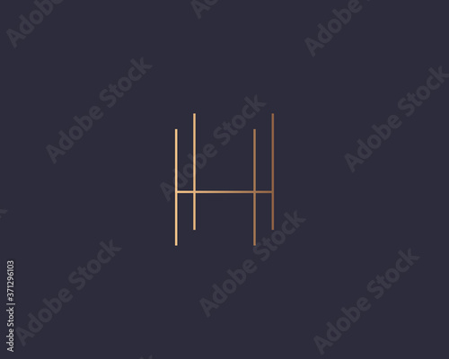 Letter H logo monogram, minimal style identity initial logo mark. Golden gradient parallel lines vector emblem logotype for business cards initials invitations ect.