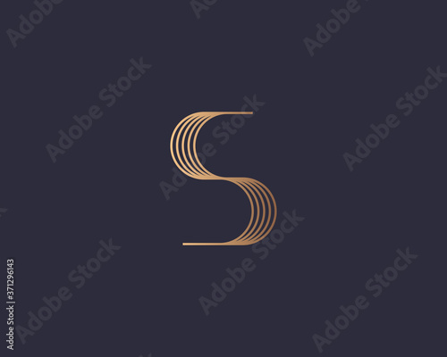 Abstract gradient linear monogram letter S logo icon design modern minimal style illustration. Premium alphabet vector line emblem sign symbol mark logotype