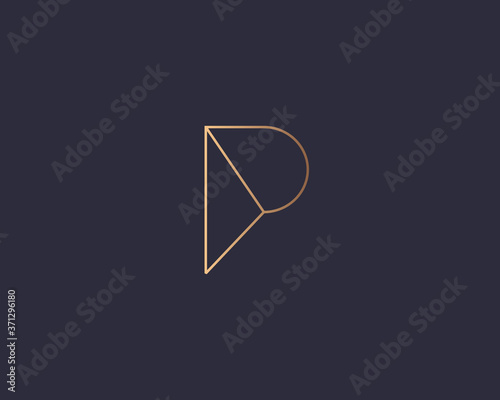 Abstract linear letter P logo icon design modern minimal style illustration. Premium vector line emblem sign symbol mark logotype