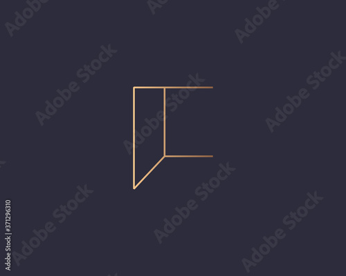 Letter F logo monogram, minimal style identity initial logo mark. Golden gradient parallel lines vector emblem logotype for business cards initials invitations ect.
