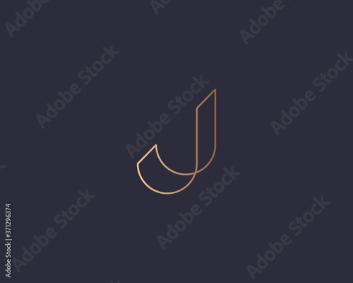 Letter J logo monogram, minimal style identity initial logo mark. Golden gradient parallel lines vector emblem logotype for business cards initials invitations ect. photo