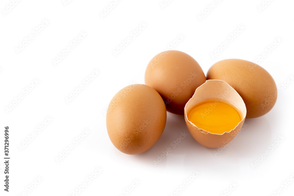 fresh brown chicken eggs isolated on white background fresh brown chicken eggs isolated on white background