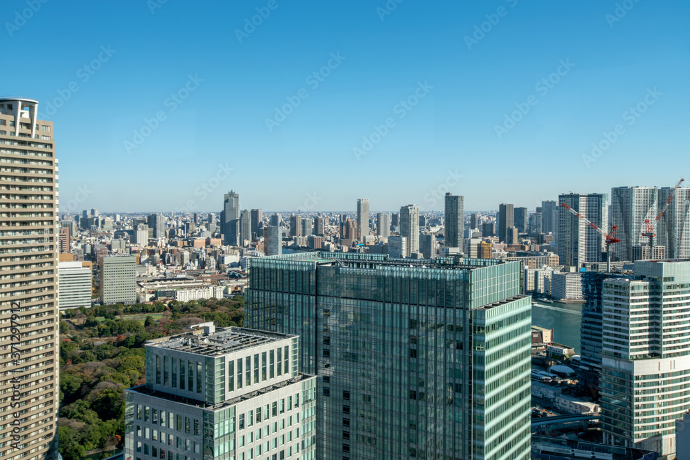 Obraz premium Cityscapes of tokyo Skyline of Tokyo, office building and downtown of tokyo in minato, Japan