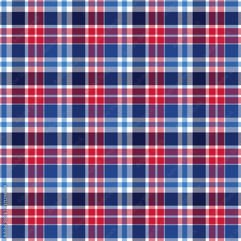 Fototapeta premium Plaid Seamless Pattern - Patriotic plaid repeating pattern design