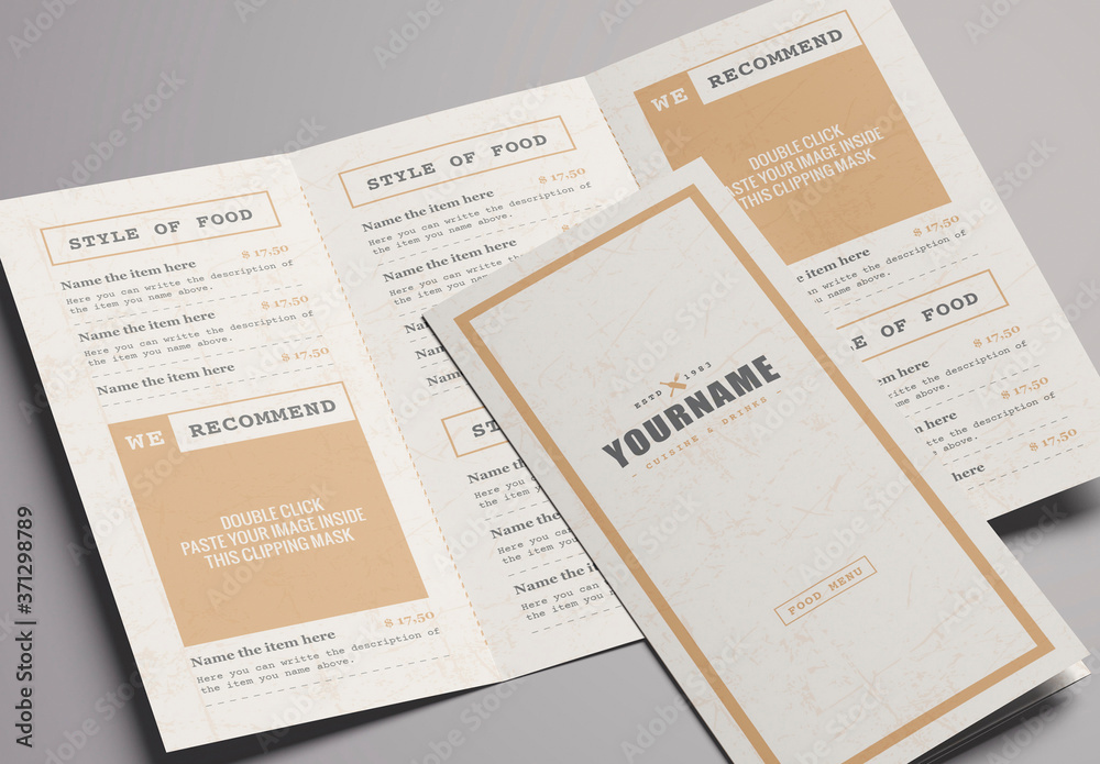 Rustic Brochures Rustic Menu Trifold Brochure Layout Stock Template | Adobe Stock