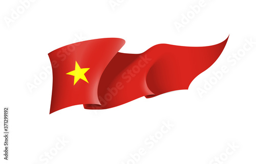 Vietnam flag state symbol isolated on background national banner. Greeting card National Independence Day of the Socialist Republic of Vietnam. Illustration banner with realistic state flag of SRV.