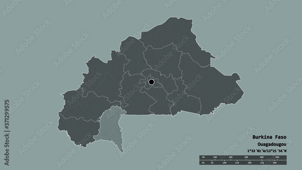 Location of Sud-Ouest, region of Burkina Faso,. Administrative