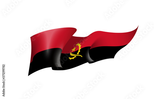 Angola flag state symbol isolated on background national banner. Greeting card National Independence Day of the Republic of Angola. Illustration banner with realistic state flag. photo