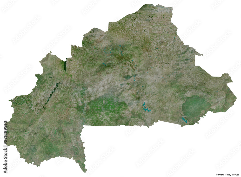 Burkina Faso on white. Satellite
