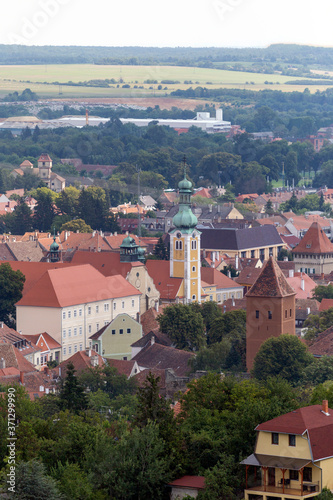 View of the town Koszeg from the Suleiman hill in Hungary