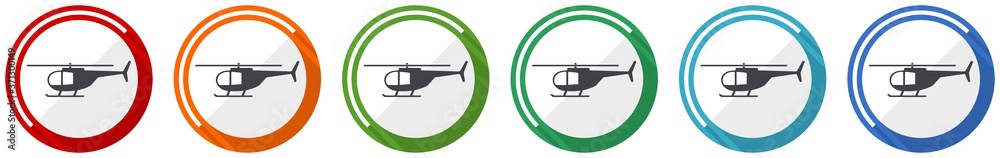 Helicopter, transport concep icon set, flat design vector illustration in 6 colors options for webdesign and mobile applications Helicopter, transport concep icon set, flat design vector illustration in 6 colors options for webdesign and mobile applications
