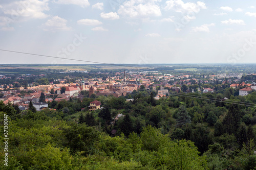 View of the town Koszeg from the Suleiman hill in Hungary © skovalsky