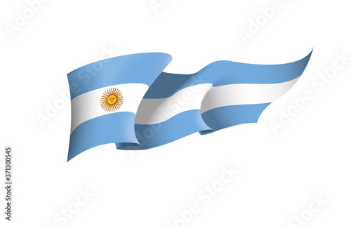 Argentina flag state symbol isolated on background national banner. Greeting card National Independence Day of the Argentine Republic. Illustration banner with realistic state flag.