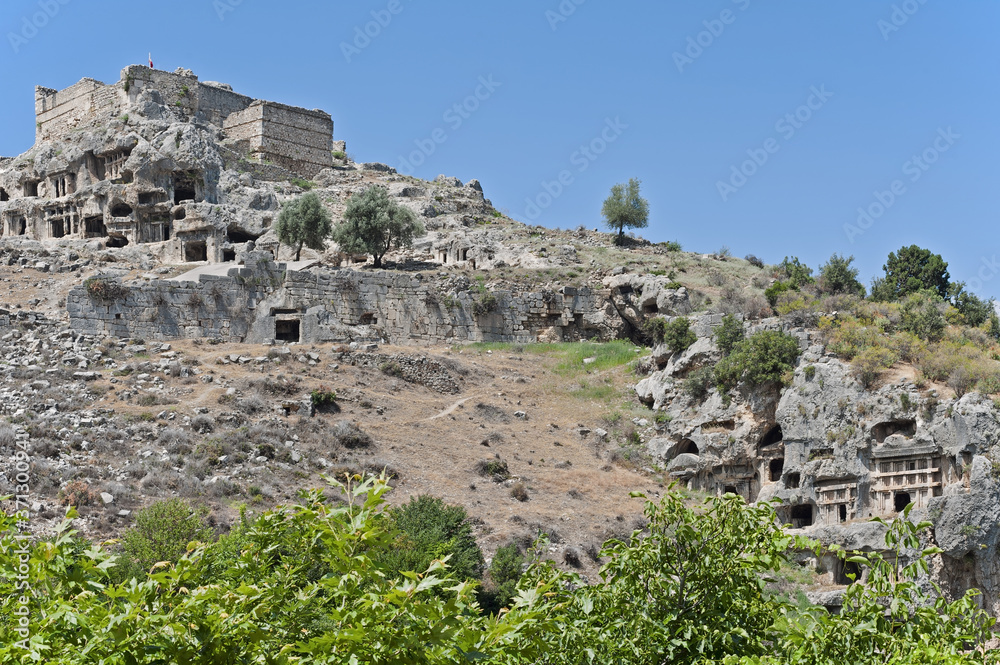 The Tlos stone tombs settlement in Turkey