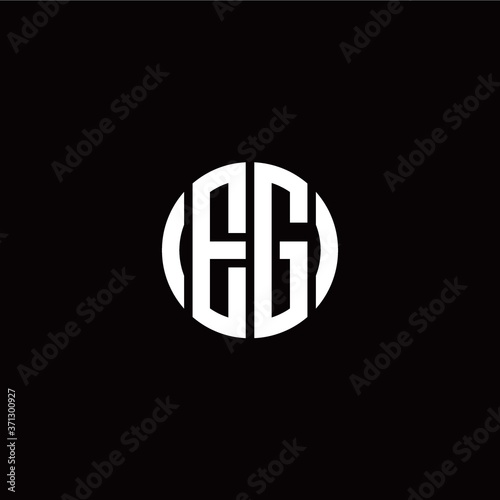 initial E G letter with circle style logo template vector